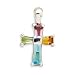 Purple Blue Yellow Green CZ Sterling Silver Cross Pendant, Pendant Only