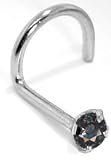 3.0mm Black Diamond - 950 Platinum Nose Ring Twist / Screw- 20 Gauge