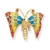 14k Enameled Ruby and Sapphire Moth Pin
