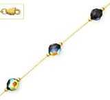 14k Yellow 6 mm Round Jet-Rainbow Crystal Necklace - Choice 16-inch
