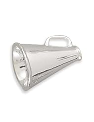 Genuine Elegante (TM) .925 Sterling Silver Large Megaphone Charm. 100% Satisfaction Guaranteed.