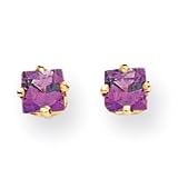 14k 4mm Princess Cut Amethyst earring XE60AM