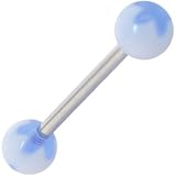 Barbell - Light Blue FLOWER Tongue Ring