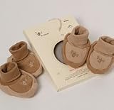 Organic Cotton Booties (NB-3, Chestnut & Wheat)