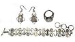 Jewelry Set for Girls - Earring and Bracelet Sets with Ring in Silver and Rainbow Gemstones 39 Grams (brclts002)