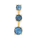 14K 3-stone Blue Topaz Pendant1.86ctw Fits 2.5mm