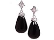 18k White Gold Natural Black Onyx Drop & Diamond Earrings Ct.tw 18.80