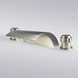 Decor Star RM303-TB Euro Modern Contemporary Waterfall Widespread Roman Bath Tub Faucet Filler Brushed Nickel