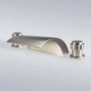 Decor Star RM303-TB Euro Modern Contemporary Waterfall Widespread Roman Bath Tub Faucet Filler Brushed Nickel