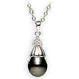 14k Gold Chain ,Black Tahitian Pearl and Diamond Pendant