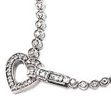 14k White Gold & Diamond Tennis Bracelet with Heart Clasp- 7 (1.12ctw)