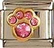 Clearly Charming October Pink Tourmaline Paw Print Birthstone Cat Dog Bear Animal Theme Italian Charm