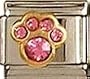 Clearly Charming October Pink Tourmaline Color Paw Print Birthstone Cat Dog Bear Animal Theme Italian Charm