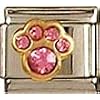 Clearly Charming October Pink Tourmaline Color Paw Print Birthstone Cat Dog Bear Animal Theme Italian Charm