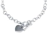 Sterling Silver Necklace with Heart Tag (Nickel-Free)
