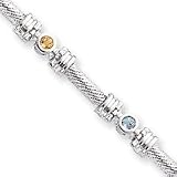 Sterling Silver 7inch Fancy Multi-Color Semi-Precious CZ Bracelet