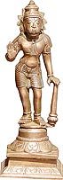 Hindu Religious Statue Bronze Sculpture Lord Hanuman 2.25 x 2.25 x 6.5 inches