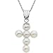 Childrens 14k White Gold Pearl Cross Necklace, 16"