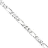 Sterling Silver 8mm Pave Flat Figaro Chain QFF220-8