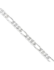 Sterling Silver 8mm Pave Flat Figaro Chain QFF220-8"