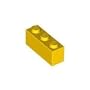 Lego Building Accessories 1 x 3 Bright Yellow Brick, Bulk - 50 Pieces per Package