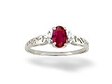 14K White Gold Genuine Oval Ruby and Diamond Filligree Ring