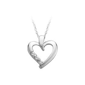 Certified, 10kt. White Gold, 1 10 ct. tw. Diamond Heart Pendant by