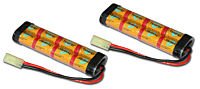 Two 9.6V 1400mAh Flat NiMH Battery Packs for Mini AirSoft Guns