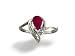 14K White Gold Genuine Pear Ruby and Diamond Ring