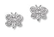 Solid Sterling Silver Small Butterfly and Clear CZ Earrings