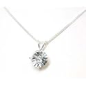 Sterling Silver CZ Multi Faceted Round Pendant On 18" Curb Chain By The Olivia Collection