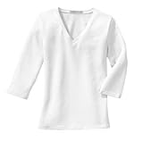 Port Authority - Ladies 3/4 Sleeve V-Neck T-Shirt White-S