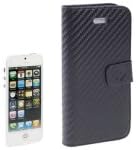 JUJEO Carbon Fiber Texture Flip Leather Case for iPhone 5/5S - Non-Retail Packaging - Black