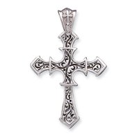 Sterling Silver Antiqued Cross Pendant with 20 Inch Sterling Silver Chain