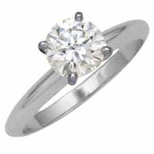 14K White Gold Ladies Solitaire Diamond Ring