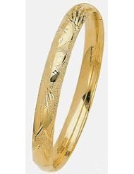 8mm Lazer Hollow Gold Bangle Bracelet