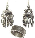Antique Jewelry Set Sterling Silver Earrings and Ring