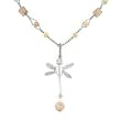 Dragonfly Pendant in Sterling Silver on a 16" Hand Woven Green Choker Necklace with Jasper Gemstone Beads, #8063