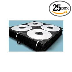 Vaultz Media Binder Sleeves, 8 CD/Sleeve, 25 EA/PK, Black