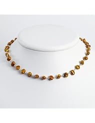 Sterling Silver Golden Brown Cultured Pearl Necklace - QH2726-18"
