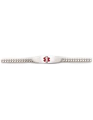 Sterling Silver Medical Alert ID Curb Chain Bracelet - Length 7 Inch