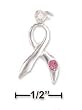 Sterling Silver Awareness Ribbon Charm With Pink CZ