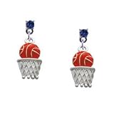 Basketball - Over Hoop Sapphire Swarovski Post Charm Earrings [Jewelry]