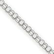 14k White Gold 3mm Solid Double Link Charm Bracelet - 8 Inch - Lobster Claw