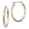 14kt. Tri-Color Gold, Fashion Hoop Earrings