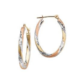 14kt. Tri-Color Gold, Fashion Hoop Earrings by