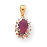 14k Diamond and Ruby Birthstone Pendant