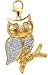 Owl, 14K Gold Diamond Charm