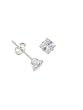Sterling Silver 4mm Princess Cut CZ Earrings