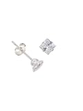 Sterling Silver 4mm Princess Cut CZ Earrings